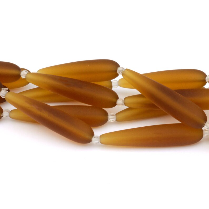 Sea Glass Teardrop Rainbow 5pcs 38X8mm Cultured Sea Glass Jewelry Making SupplyBeach Glass Beads 5. Topaz Brown