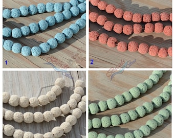 Lava Round Beads 21pcs (10mm) Dyed Off Round Natural Lava Rock Beads Necklace Bracelet Eearing Beads - 8"