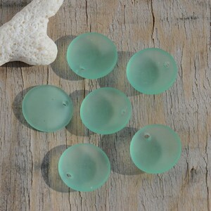 Mini Concaved Coin 18mm Green 2pcs Cultured Sea GlassJewelry Making SupplyBeach Glass Pendants 3. Autumn green