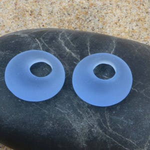 2pcs 20mm Blue Earring Donut Cultured Sea Glass Beads Jewelry Making SupplyBeach Glass Pendant Beads image 3