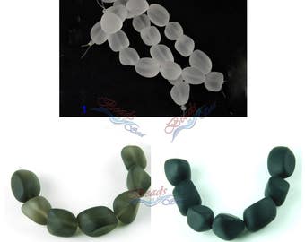 More Color~7pcs(10-15mm) SM Black White Tumbled Nuggets Cultured Sea Glass Beads~ Beach Glass Beads~ Matte Finished