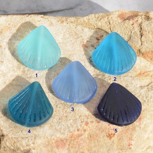 2pcs (20X19mm) Mini Blue Length-Drilled Shell Recycled Cultured Sea Glass~Earring Size~ Beach Glass Pendant Beads