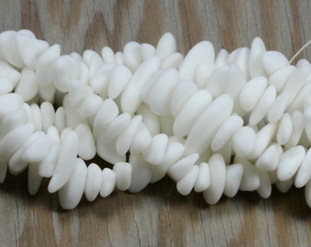 52pcs(2-6x8-15mm) White Small Pebble Spacer Cultured Drilled Sea Glass Beach Glass Beads-8" (About 52pcs/strand)