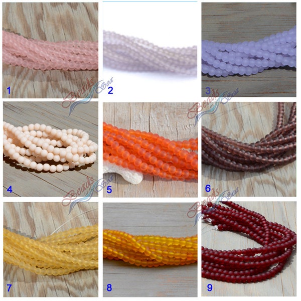 Your Choice~50pcs Round (4mm) Rainbow Cultured Sea Glass Beads~Beach Glass Beads~Jewelry Making Beads