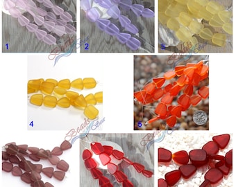 Sea Glass Freeform SM Rainbow 6pcs (14X14mm) Cultured Sea Glass~Jewelry Making Supply~Beach Glass Beads - 4" (6pcs/strand)