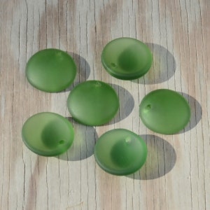 Mini Concaved Coin 18mm Green 2pcs Cultured Sea GlassJewelry Making SupplyBeach Glass Pendants 5. Shamrock