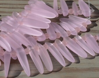 Tusk 20pcs (20-25x6mm) Sea Glass Beads Cultured Sea Glass~Craft Supply~Beach Glass Beads - 7.5"