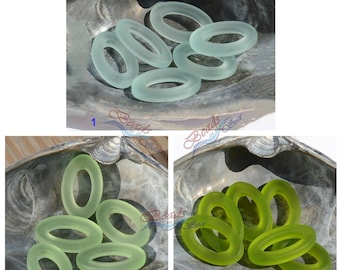 More Color~2pcs (31x20mm)  LG Green Oval Ring Cultured Sea glass Beads~ Jewelry Making Supply~ Beach Glass Pendant Beads