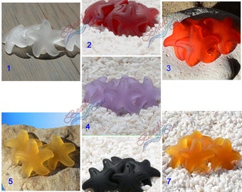 Sea Glass Starfish Top Front Drilled Rainbow 1pc (32mm) Cultured Sea Glass~Sea Life Beads~Beach Glass Pendant Bead