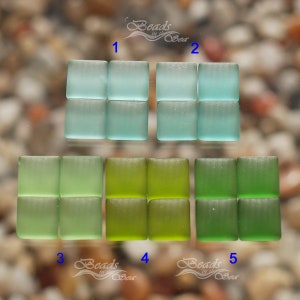 Sea Glass Mosaic Tile Cabachon SM Green Square ~15pcs (12mm) Cultured Sea Glass ~Home Decor~Beach Glass Tiles