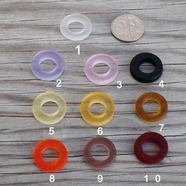 Sea Glass Beach Glass Rings Rainbow 2PCs (16mm) Bottle-neck Circle Rings Connector Jewelry Supply Cultured Sea Glass Beach Glass Pendant