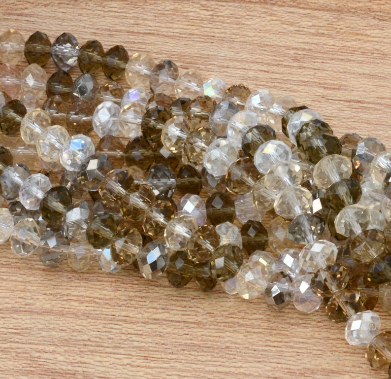 4835PCs 6X4mm8X5mm 4835pcsstrand Rondelle Faceted Tan Color Mix Chinese Crystal Tiaria Crystal Glass Beads 8