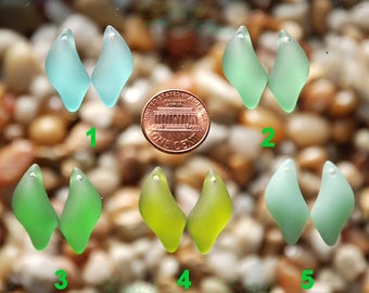 Sea Glass Wave Green 2pc (25x12mm) Cultured Sea Glass Beads~Jewelry Making Beads~Frosted Glass~Beach Glass  - More Colors