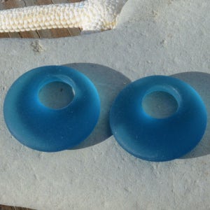 2pcs 20mm Blue Earring Donut Cultured Sea Glass Beads Jewelry Making SupplyBeach Glass Pendant Beads image 4