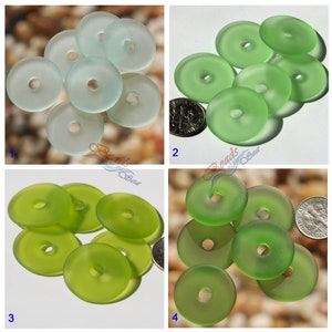 Sea Glass Donuts Small Green 25mm Earring Size Beading Supply Cultured Sea Glass Beach Glass Pendant Beads image 1