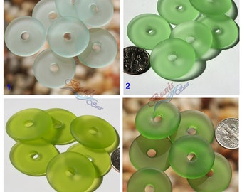 Sea Glass Donuts Small Green (25mm) Earring Size Beading Supply Cultured Sea Glass Beach Glass Pendant Beads