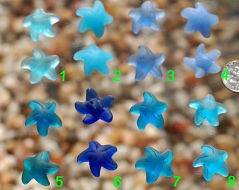 Sea Glass Mini Starfish 2pcs (20mm) Blue~Jewelry Making Supply~Cultured Sea Glass Beach Glass Pendants Beads