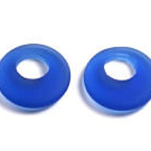 2pcs 20mm Blue Earring Donut Cultured Sea Glass Beads Jewelry Making SupplyBeach Glass Pendant Beads image 5