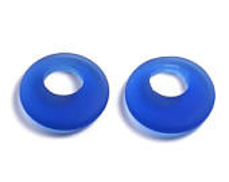2pcs 20mm Blue Earring Donut Cultured Sea Glass Beads Jewelry Making SupplyBeach Glass Pendant Beads image 5
