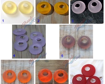 More Color~2PCs (20mm) SM Rainbow Earring Donut Cultured Sea Glass Beach Glass ~Jewelry Making Supply~Beach Glass Pendant Beads