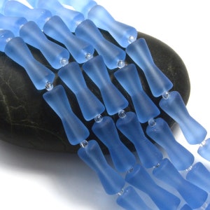 Glass Beads Bamboo 9pcs 22X8mm Blue Hour Glass Sand Glass Cultured Sea Glass Beach Glass Beads 2. Sky Blue