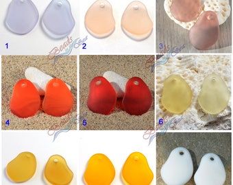 Sea Glass Freeform Rainbow 2pcs (26X18mm)  Cultured Sea glass ~Jewelry Making Supply~Beach Glass Pendant Beads