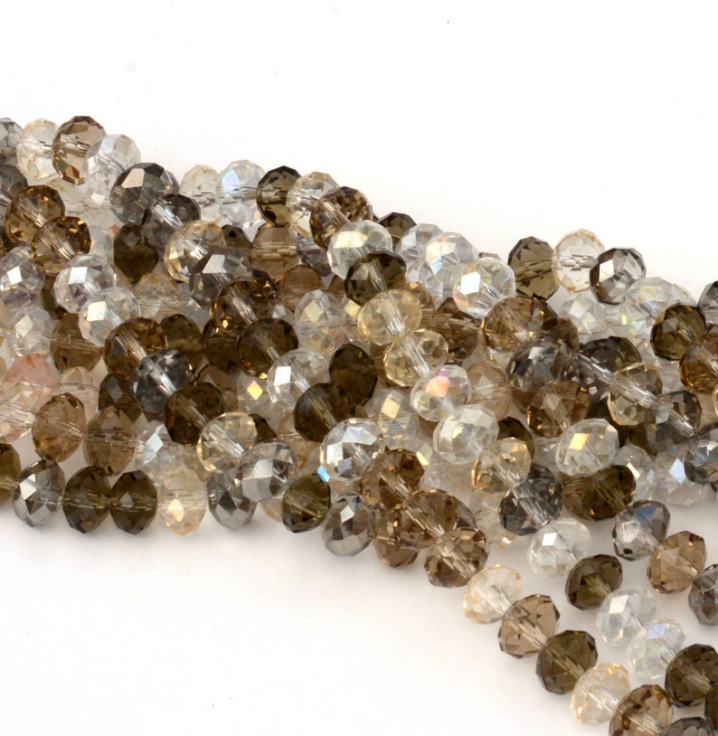 4835PCs 6X4mm8X5mm 4835pcsstrand Rondelle Faceted Tan Color Mix Chinese Crystal Tiaria Crystal Glass Beads 8