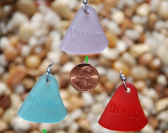 Sea Glass Hand Wired Charms 2pcs (28x25mm) Rainbow Triangle Curved Cultured Sea Glass Beach Glass Pendant Charm