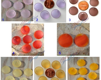 Mini Concave Coin Rainbow (18mm) 2pcs Cultured Sea Glass ~Jewelry Making Supply~Beach Glass Pendants