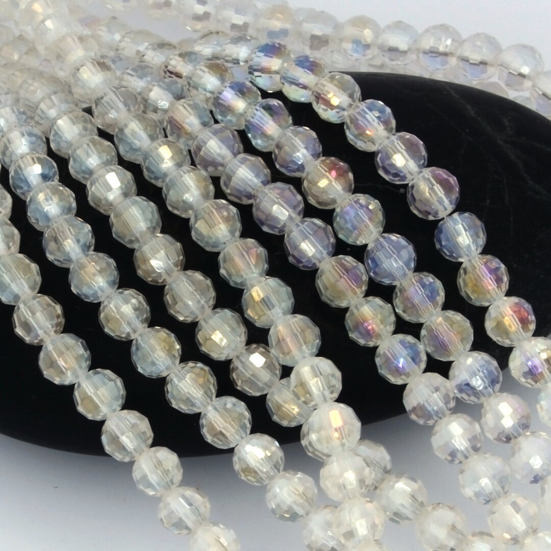 37pcs (6mm) Round Faceted Crystal (AB) Chinese Crystal Designer Glass ...