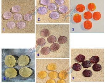 More Color~2 pcs (21X19mm) Mini Rainbow Sand Dollar 2-hole Earring size Cultured Sea Glass Beach Glass Pendant Beads