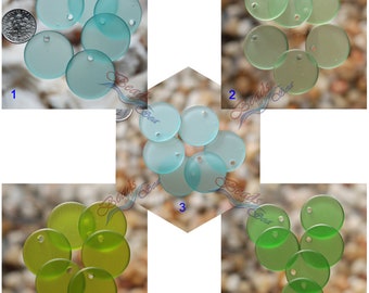 Sea Glass Coin Flat Green ~2pcs (25mm) Flat Coin Cultured Sea Glass Beads ~Jewelry Making Supply~Beach Glass Pendant Beads