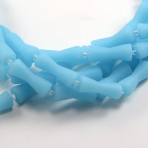 Glass Beads Bamboo 9pcs 22X8mm Blue Hour Glass Sand Glass Cultured Sea Glass Beach Glass Beads 4. Blue Opal (OPQ)