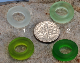 Sea Glass Beach Glass 16mm Rings Green 2/4/6pcs Bottle-neck Style Circle Rings Cultured Sea Glass Beach Glass Pendant