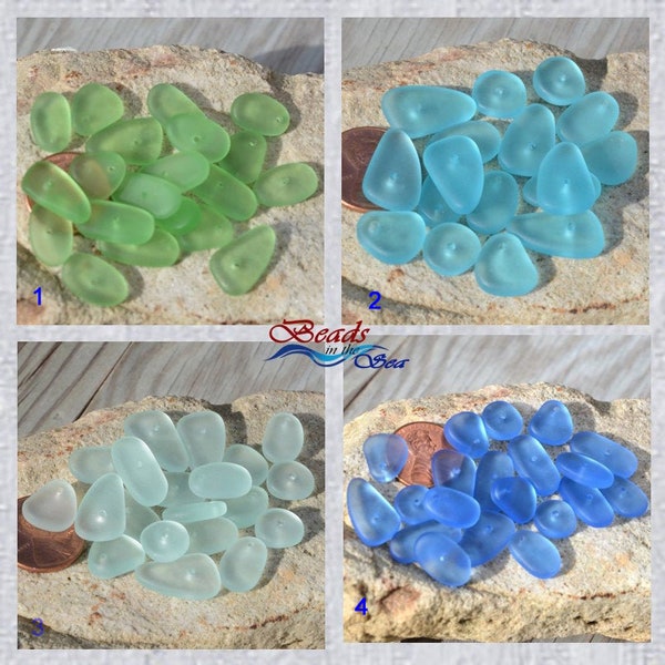 New~ LARGE THIN 20pcs(3.5X10-17mm) Pebble Sea Foam Green Peridot SKy Blue Turquoise Bay Spacer Cultured Drilled Sea Glass Beach Glass Beads