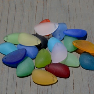 Sea Glass Mini Drop Green 2pcs 24x12mm Cultured Sea GlassJewelry Making BeadsBeach Glass Pendant Beads image 7