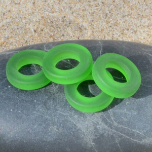 Sea glass beach glass 12mm Circle Rings Green 2pc Bottle-neck Style Rings Connector Cultured Sea Glass Pendants image 2