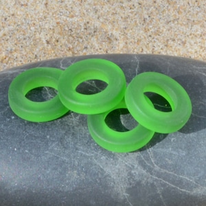 Sea glass beach glass 12mm Circle Rings Green 2pc Bottle-neck Style Rings Connector Cultured Sea Glass Pendants