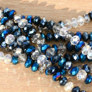 Chinese Crystal (6X4mm) Tiaria Crystal Glass Beads 48PCs  Rondelle Faceted Sapphire Surprise Mix  - 8&quot;