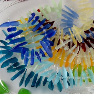 Sea Glass Fishbone Rainbow 20PCs (4-6X20-30mm) Cultured Sea Glass Beach Glass ~Jewelry Making Supply~ Drilled Cultured Sea Glass Beads