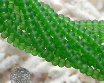 Sea Glass Rondelle 35PCs (8x6mm) Rondelle Shamrock Cultured Sea Glass Beach Glass Beads