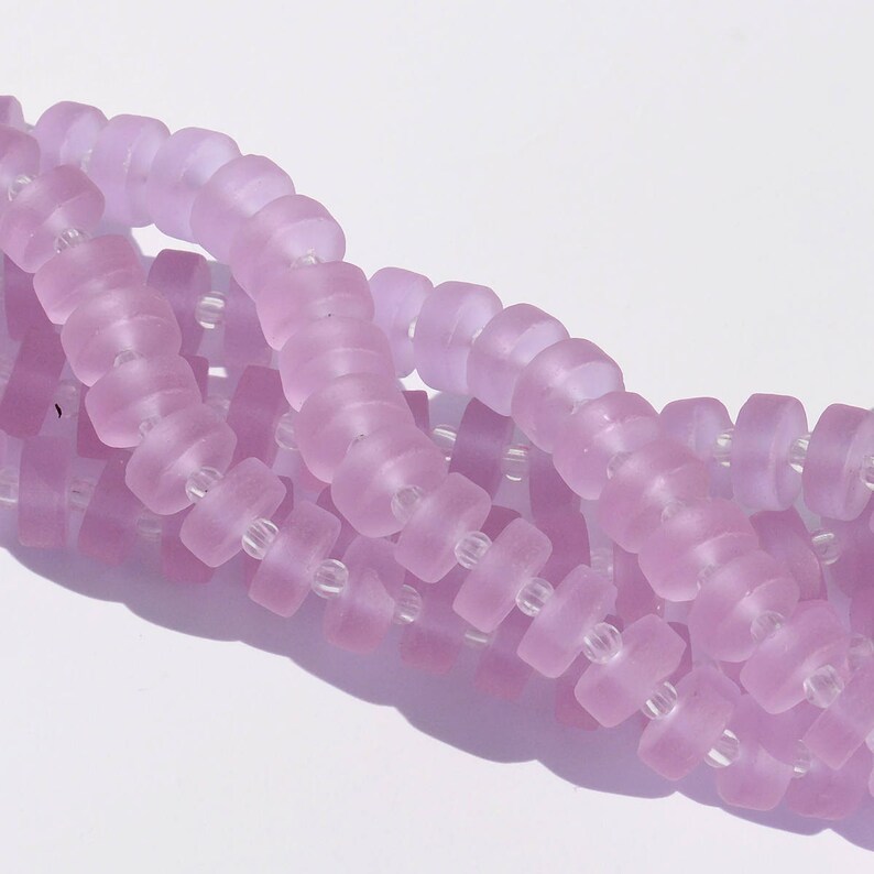 Sea Glass Heishi Button 36pcs 8 9x3mm Spacer Cultured Sea Glass Beach Glass Beads