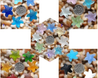 Sea Glass Mini Starfish Mixes 20mm Ocean Splash Autumn Glow cultured Sea Glass Beach Glass Pendant Bead