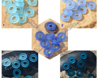 Sea Glass 2/4/6/10pcs 12mm Circle Rings Blue 2pcs Blue Bottle-neck Style Rings Cultured Sea Glass Beach Glass Pendant Bead - More Colors