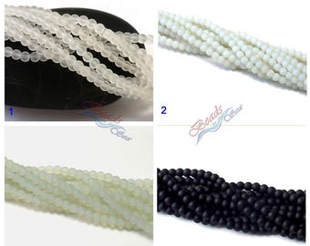 Your Choice Round (4mm) 50pcss  Black White Cultured Sea Glass Beads~Beach Glass Beads~Jewelry Making Beads