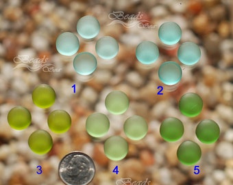 Sea Glass Mosaic Tile Cabachon SM Green Coin ~15pcs (12mm) Cultured Sea Glass ~Home Decor~Beach Glass Tiles