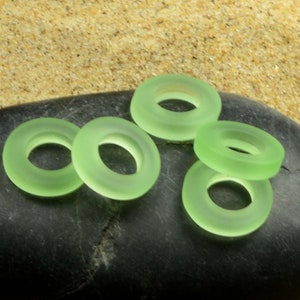 Sea glass beach glass 12mm Circle Rings Green 2pc Bottle-neck Style Rings Connector Cultured Sea Glass Pendants image 5