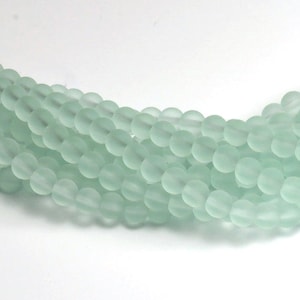 Sea Glass 6mm Round Green 35pcs Round Cultured Sea Glass~Jewelry Making Supply~ Beach Glass Beads  8&quot;