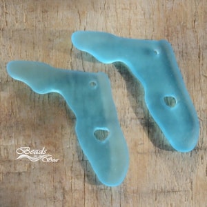 Sea Glass FL KLEINE Blue State Charm 2Stk (28 x 26 m ~ EXKLUSIV ~ I Herz Florida Ohrring Größe Seeglas Beach Beads