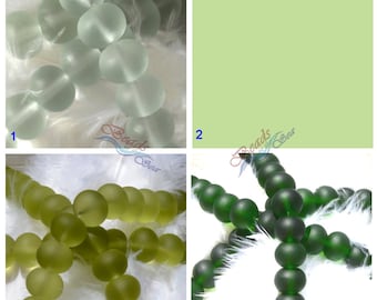 Sea Glass Rondelle Green 19pcs (14X11mm) Cultured Sea Glass~Jewelry Making Supply~Beach Glass Beads - 8"